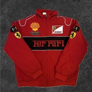 Ferrari Red Racing Zip-Front Jacket with Black Stripe